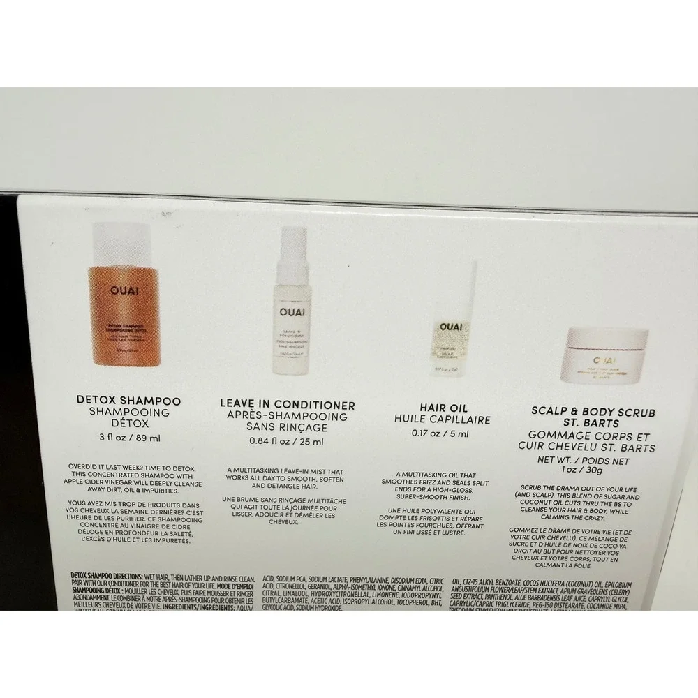 OUAI Go All The Ouai Travel Set Shampoo Conditioner Hair Oil St Barts Scrub New